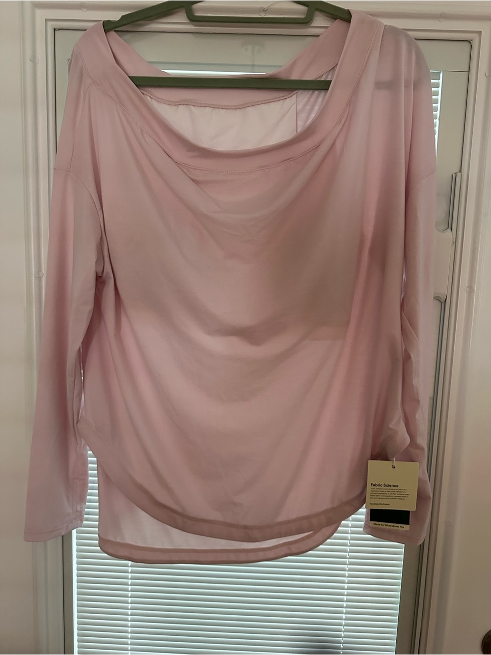 HALARA Light Pink Draped Long-Sleeve yoga top with built in bra   NWT